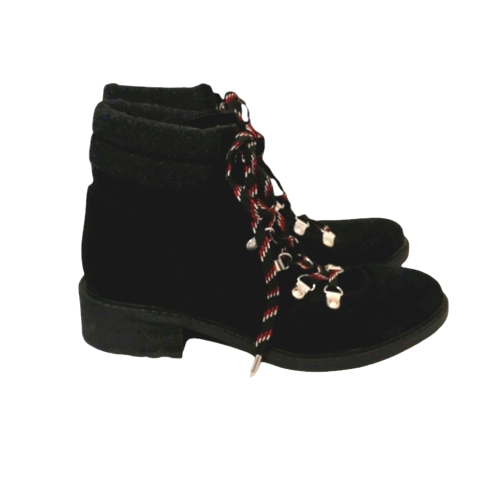 Sam Edelman Women's Darrah Black Lace Up Punk Wool Ankle Winter Boots Size 6.5